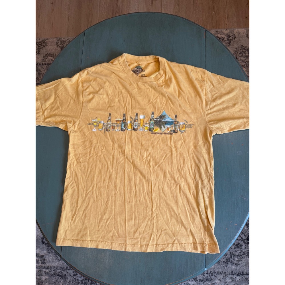 Newport Blue Mens Yellow Group Therapy Island Style Graphic T-Shirt Large Cotton